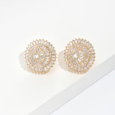 China New Quick Delivery Xinting Design Sense Earrings Circle Wholesale Round Zircon Earrings Girls Wedding Jewelry for sale