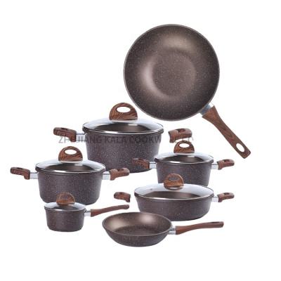 China marble non stick cookware sets non stick nonstick forged aluminum cookware set induction pot for cooking frying pan for sale