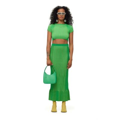 China 2023 Anti-Static Superior Custom Knitted Jacquard Cable Knitted Vest Skirt Set Cotton Bust Knitwear Women Sleeveless Sweaters for sale