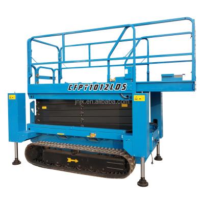 China Plant ; Hotel; Airport; Road; Battery Power Inner and Outer Construction Hydraulic Electric Scissor Lift with CE ISO Certification with Self Leveling Outriggers for sale