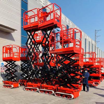 China Small Battery Hotels 4.5m Battery Track Loader Hydraulic Electric Man Scissor Lift for sale
