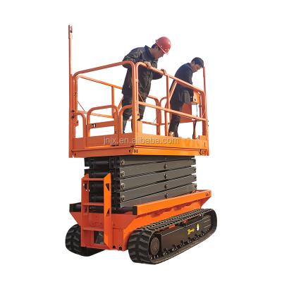 China Plant ; Hotel; Airport; Road; Good Quality Eight Battery Electric Battery Charger Crawler Scissor Lift Hydraulic Auto Track Inner and Outer Building With CE ISO for sale