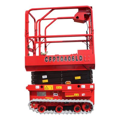 China Hotels 4.5m Lifting Height EN280 AS1418 Approved Electric Hydraulic Battery Powered Self Propelled Mini Crawler Elevator With Low Price for sale