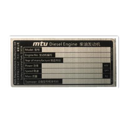 China Custom Logo Labels Engraved Nameplate Metal Foil Metal Tag Printing for sale