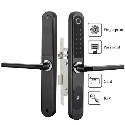 China Smart Electronic Aluminum Sliding Door Lock Fingerprint Combination Password Biometric Door Lock for Office Home for sale