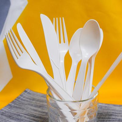 China 24pcs Disposable Mini Cutlery Set Forks Dessert 72 Pieces Disposable Biodegradable Plastic Salad Fruit Pla Cpla Spoon and Fork Set for sale