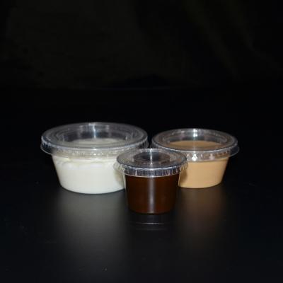 China Maker 100% Biodegradable Disposable Sauce Party Clear Cup 2 Ounce With Lid PP PLA Cup Take Away Food for sale
