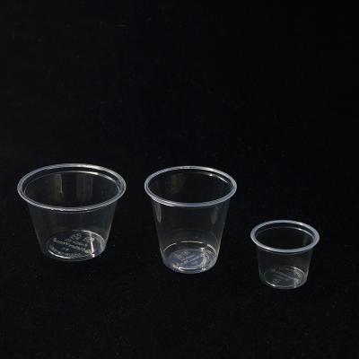 China OEM Eco-Friendly Disposable Bulk Plastic PLA PP Food Sauce Disposable Clear Cup Packing Container Take Away 1 2 4 Ounce With Lid for sale