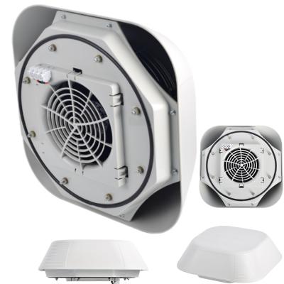 China Garment Shops Factory Direct Supply 366*366*98mm IP55 620-1410m3/h Top Cabinet Fan Roof Mounted Axial Fans for sale