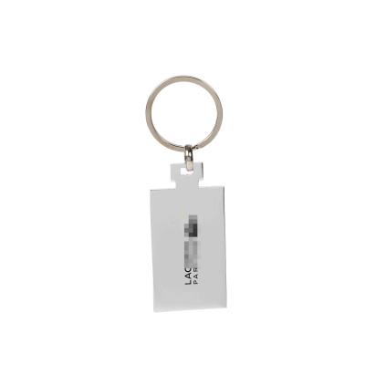 China Environmentally Friendly Recycled Stainless Steel Tag Key Chain Long Pendant Cloth Smooth Key Chain Mirror Finish Polishing for sale
