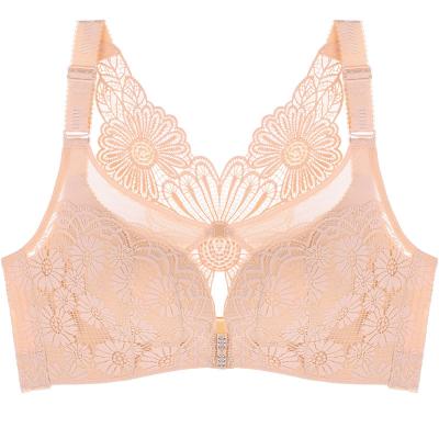 China Dropshipping New Style Viable Embroidery Slim Cup Plus Size Bra With Double Front Closure Design Push Up Bra for sale
