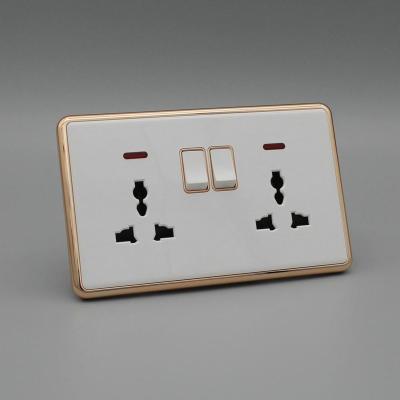 China Electric Twin Lamp Switch and UK Home Universal PC Socket BS 2*13A for sale
