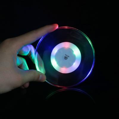 China Night Club Gift Viable Promotional Multi Color Waterproof Flashing Led Cup Coaster for sale