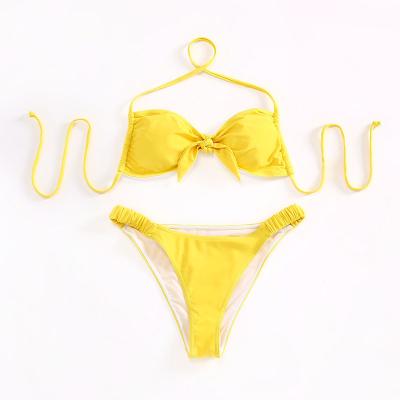 China Breathable Women Halter Bikini Set, O Ring Tie Side Triangle Swimsuit Thong Cheeky Bikini Swimwear for sale