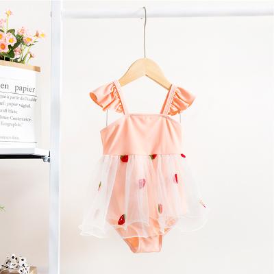 China Orange Breathable Platform Outlet Strawberry Chat One Piece Swimsuit Girls Swimwear for sale