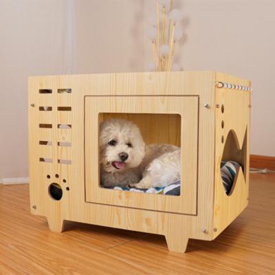 China Cats cat hous wooden double hammock litter one cat articles cat litter cushion hollow stitching assembly cattery for sale