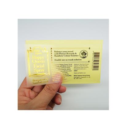 China Waterproof Transparent Stickers Logo, Transparent Gold Foil Sticker Printing for sale
