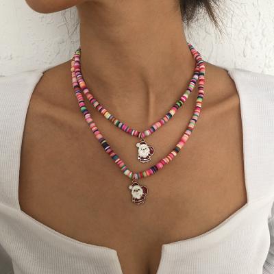 China Europe and America Personality Necklace Santa Claus Alloy Drop Oil Necklace Simple Ethnic Wind Color Geometric Necklace for sale