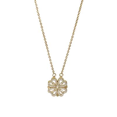 China Beautiful Simple Personalized Vintage Metal Alloy Stainless Steel Titanium Gold Plated Clover Love Star Heart Along Necklace For Women for sale