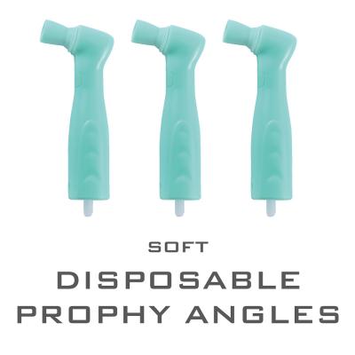 China Plastic Disposable Prophy Angle With Brush Snap On Soft Buckle Ribbed Cup Head Green for sale