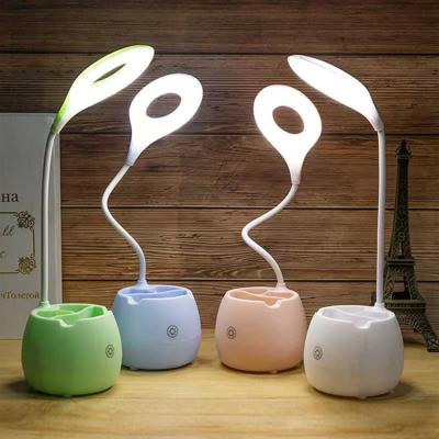 China Modern Touch Control Desk Lamp 3 Color Modes With Flexible Dimmable 360 Table Lamp With USB Charging Pen Holder For Students Dorm Read for sale