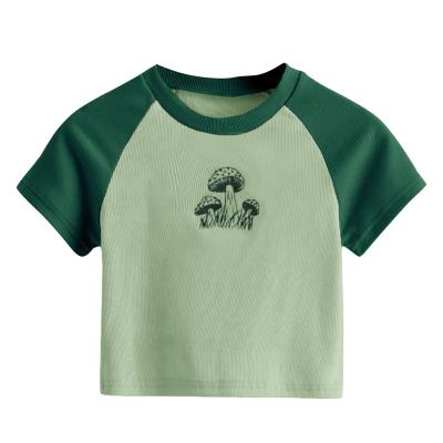 Cina Summer Candy Color Fitness ricamo 3d Puff Print Logo Y2k Slim Crop Top per donne S-2XL in vendita