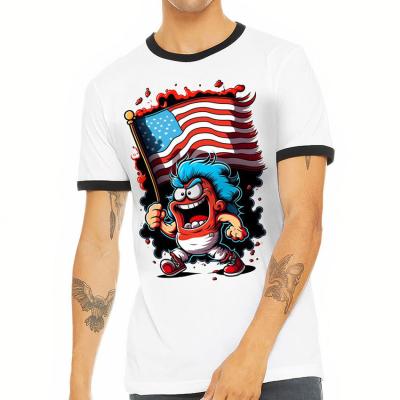 Cina Spedizione rapida T-shirt Ringer personalizzato con collana a costole pesanti e tessuto 100% cotone in vendita