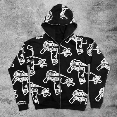 China Colourful Custom Face Homens Full Zip Up Hoodie Algodão Francês Terry Blanks All Over Impressão Desalinhada à venda