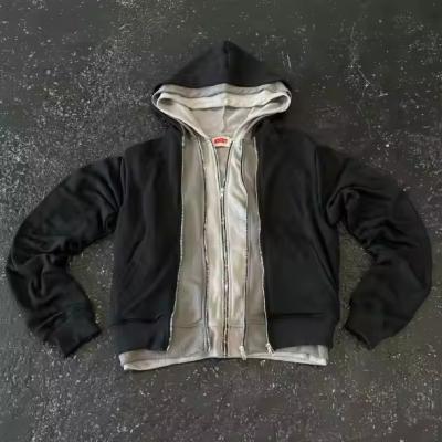 Cina OEM Custom Trilayer Hoodies Triple Hoodie per Uomini 3 strati di cappuccio cappuccio Zipper in vendita