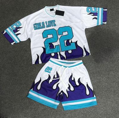 China Custom Summer Sports 2 Piece Set Quick Dry Mesh Football T-Shirt Soccer Jersey Set T Shirts and Shorts Set Men for sale