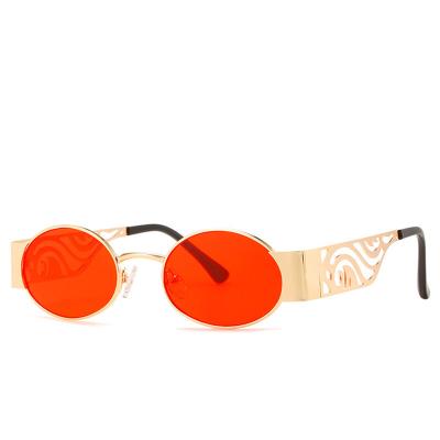 China High End Classic Oval Hollow Sunglasses Frame Men Custmo Metal Small Oval Sunglasses Women Brand Luxury Sunglasses Hollow Out Sunglasses for sale