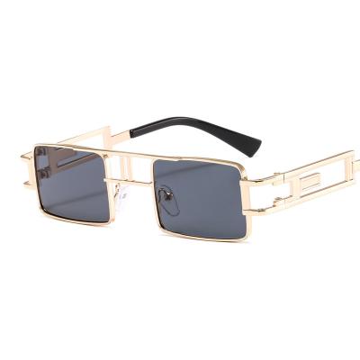 China Vintage 2022 Steampunk Square Metal Sunglasses Women Sunglasses UV400 Metal Bridge Luxury Brand Steampunk Sunglasses Double Bridge for sale