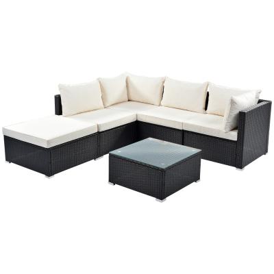 China Eco-friendly\UV Resistant\water Proof\weather Resistant Custom Corner Sofa Thick Removable Cushions Lazy Luxury Rattan Wicker Couch Outdoor Garden Sectional Furniture Set for sale