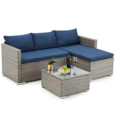 China Eco-friendly\UV Resistant\water Proof\weather Resistant custom home and garden furniture rattan sofa set 3pcs outdoor european recliner sofa set for sale