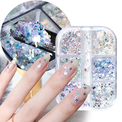 China Hot Sale Plastic Mixed Size Holographic Laser Colored Nail Sequins 3D Round Nail Art Decoration for sale