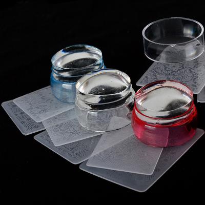 China Newest Nail Art DIY Hot Nail Art Printing Tool 3 Colors French Style Nail Stamping Silicone Nail Template Transfer Tool for sale
