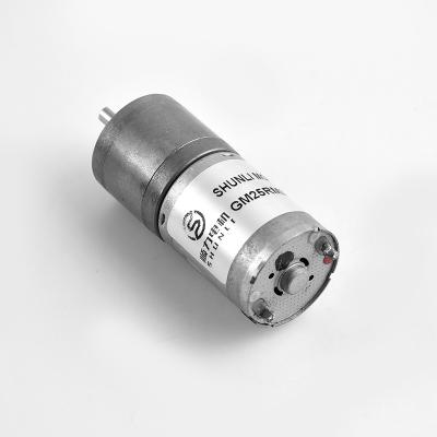 China Shunli Customized 25mm Shaft Totally Enclosed Micro 370 Speed DC Motor With Low Speed OD 25mm Mental Gearbox 3V 6V 12V 24V High Torque 10KG.CM for sale