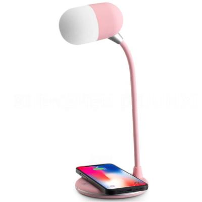 China Desk lamp ; wireless charger; 3 Mode USB Rechargeable Table Lamp Night Light USB Rechargeable Eye Protection Music Speaker Desk Lamp for Study for sale
