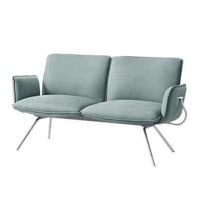 China Modern Blue Fabric/Stainless Steel Two-Seat Sofa Chair Living Room Bedroom Furniture Factory Outlet Hot Selling Blue Fabric &Stainless Steel for sale