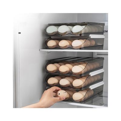 China Stackable Multiple Clear Plastic Egg Tray Holder Container Organizer Box Freshness Keeping Home Fridge With Lid for sale