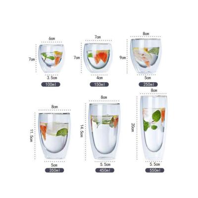 China High Quality Sustainable Double Wall Glass Cup Custom Glass Mug for sale