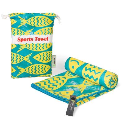 China Disposable Custom Logo Printed Quick Dry Microfiber Suede Sports Camping Towel for sale