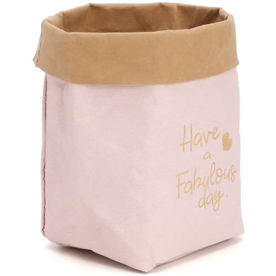 China Recycled Materials Cover Multifunctional Home Washable Plant Flower Pot Storage Pouch Kraft Paper Bag for sale