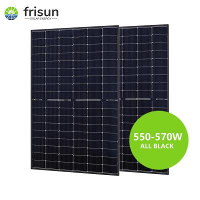 China Solar Power System Frisun Panel Solar All Black Monocrystalline Solar Panels All Black 560w Black Frame 550w 565w 575w Solar Panel With CE TUV for sale