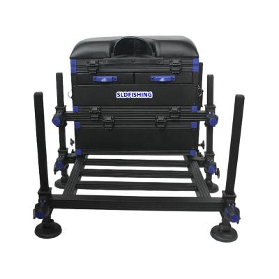 China Outdoor Activities Fishing fishing tackle Aluminum storage Fishing seat boxes with footplate and 5 pcs drawers for sale