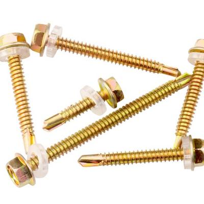 China HEX Roofing Nails Hex Head Self Drilling Tek Screws With Rubber Gaskets for sale