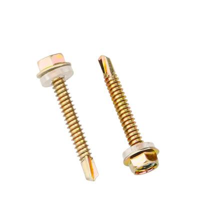 China Yellow HEX Hex Head Zinc Self-Drilling Screw (Flanged) for sale