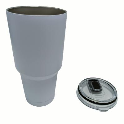 China WITH LID Factory Tumbler Custom Logo 20oz 30oz Double Wall Vacuum White Stainless Steel Coffee Travel Mug Directly for sale