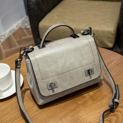 China Grey Over The Shoulder Bags , Genuine Leather Small Messenger Bags For Women for sale