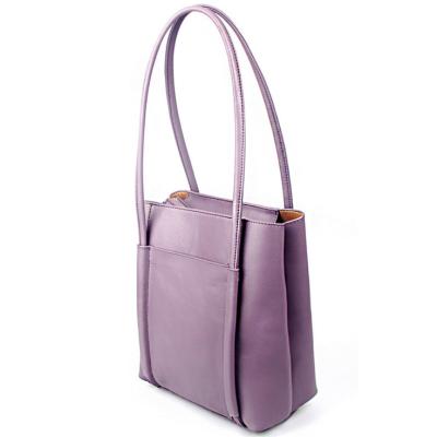 China Purple Large Ladies Bags , Genuine Leather High Fashion Handbags For Women for sale
